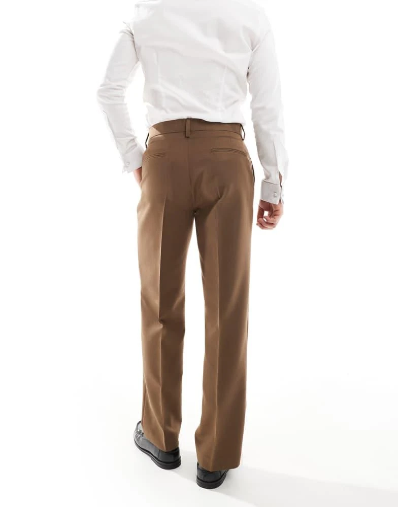 ASOS ASOS DESIGN smart straight leg trousers in brown 3