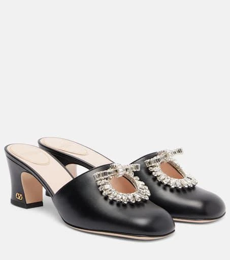 Valentino Adamantine 60 embellished leather mules 1