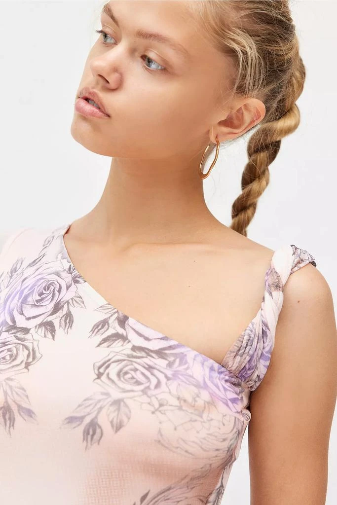 AFRM AFRM Charo Semi-Sheer Mesh Twisted Strap Asymmetric Midi Dress 4