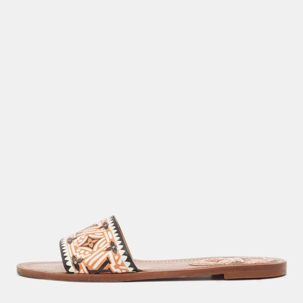 Louis Vuitton Louis Vuitton Multicolor Canvas and Leather Lock It Flat Sandals Size 40 1