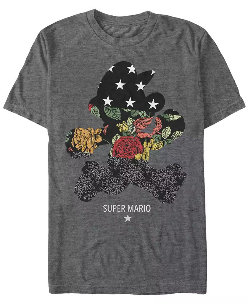 Nintendo Nintendo Men's Super Mario Floral Outline Mario Short Sleeve T-Shirt