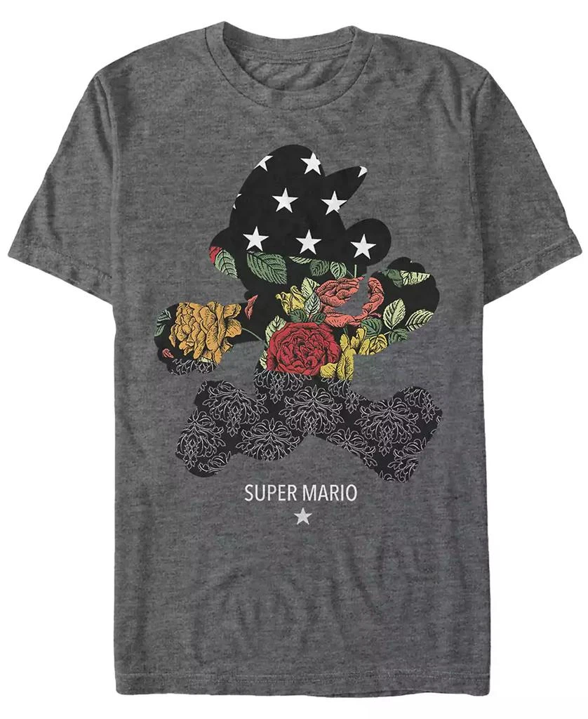 Nintendo Nintendo Men's Super Mario Floral Outline Mario Short Sleeve T-Shirt 1