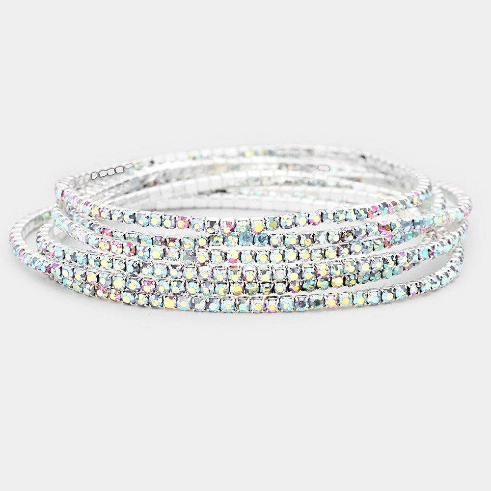 FASHNZFAB 6PCS - Rhinestone Stretch Evening Bracelets 9