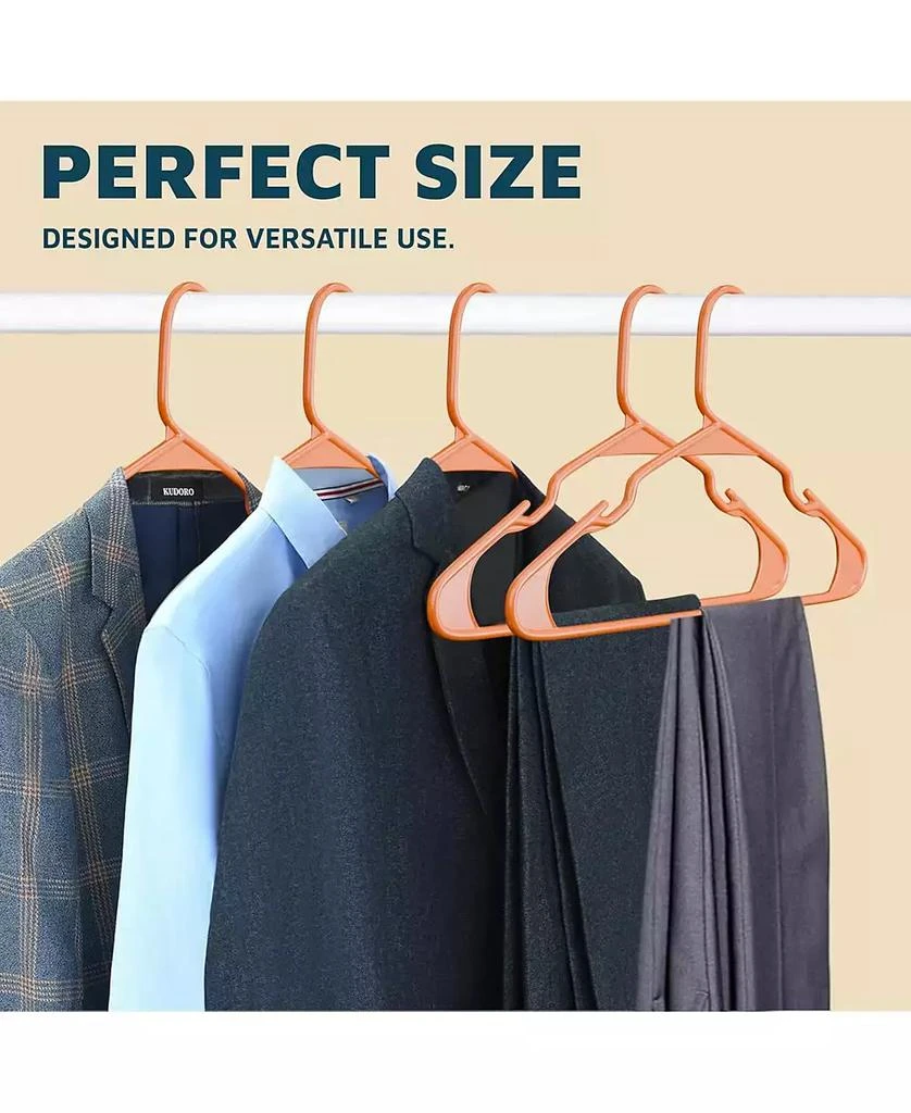 Lifemaster heavy-duty plastic hangers for clothes, dresses 
coats non-slip grooves, space-saving design, holds 5 lbs 120-pack, orange. 9