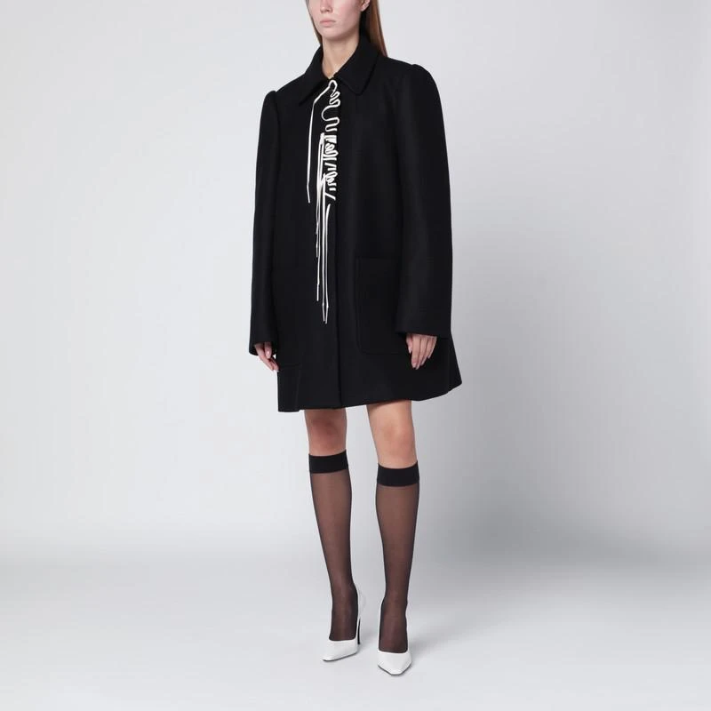 Dries Van Noten Black coat with embroidery detail 1