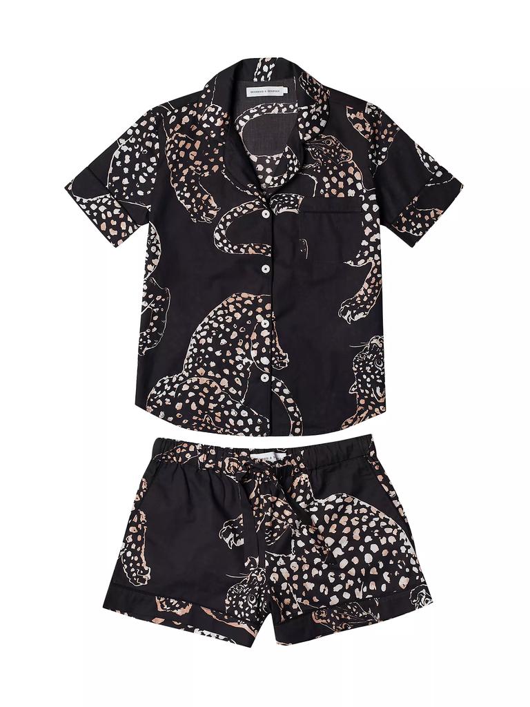 Desmond & Dempsey Jaguar Print Cotton Short Pajama Set