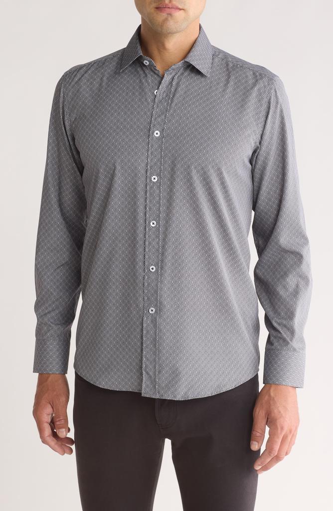 TR Premium Medallion Print Stretch Button-Up Shirt