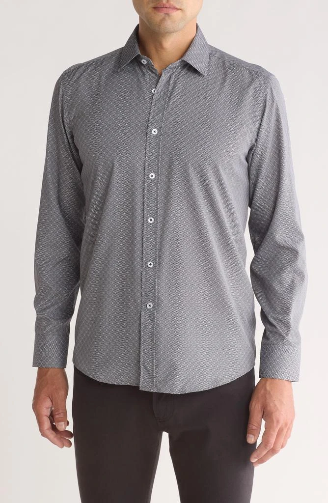 TR Premium Medallion Print Stretch Button-Up Shirt 1