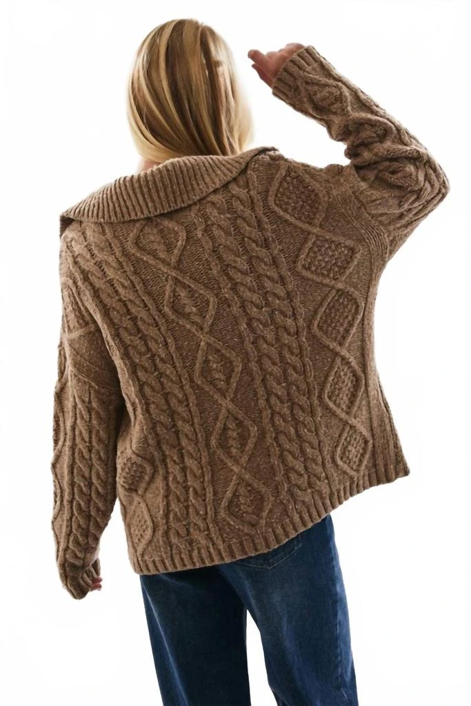 LE LIS Front Pocket Oversized Cardigan In Beige 2