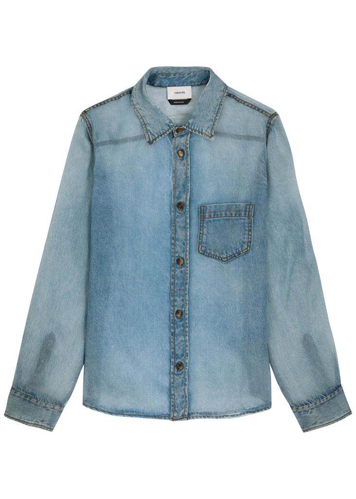 HAIKURE Ronda Blue Denim Print silk-chiffon shirt