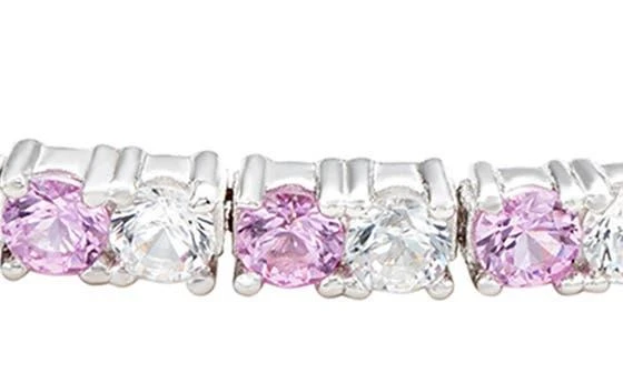 Suzy Levian Sterling Silver Pink Sapphire 
Lab Created White Sapphire Slider Bracelet 3