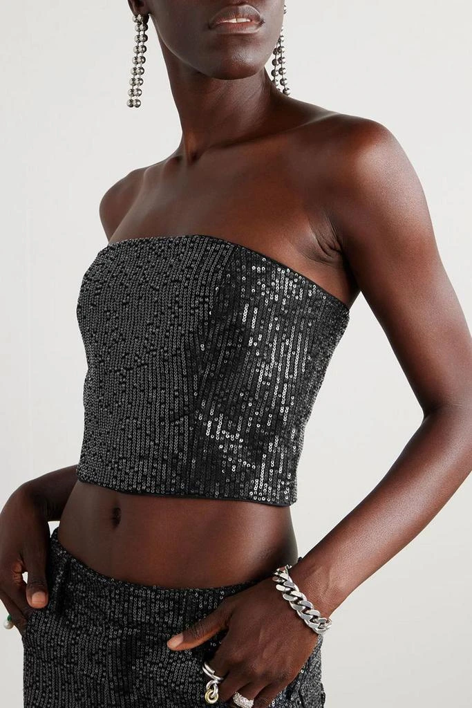ROTATE Birger Christensen Emili strapless cropped sequined denim top 3