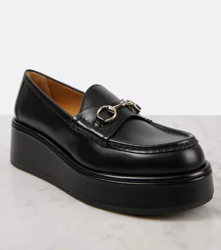 Gucci Horsebit leather wedge loafers 6