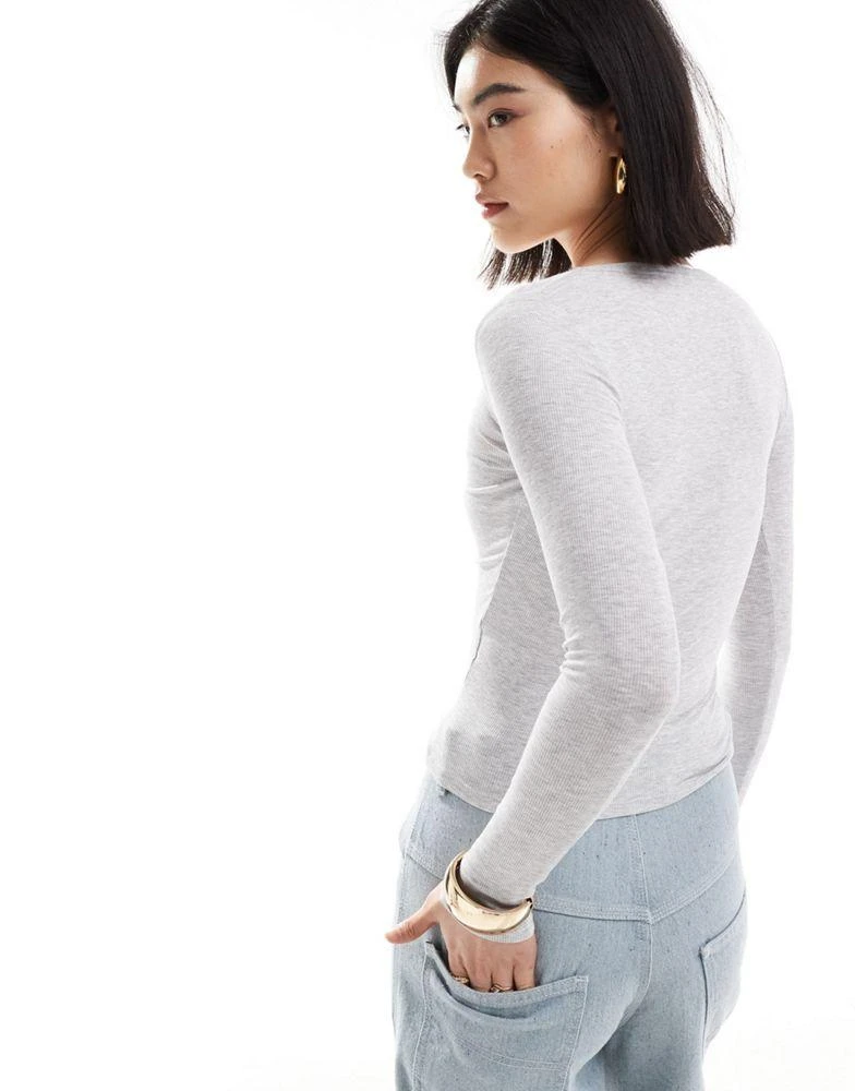 Cotton:On Cotton:On Staple rib scoop neck long sleeve top in grey 4