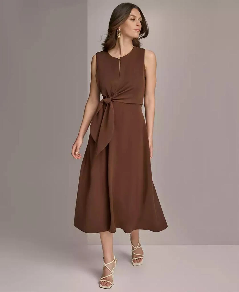 Donna Karan Donna Karan Women's Tie-Waist Keyhole Midi Dress 3