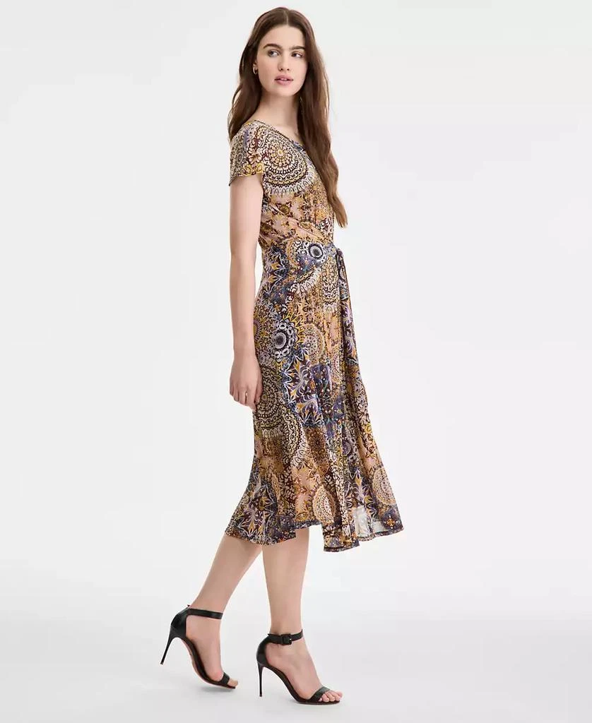 Robbie Bee Women's Printed Tie-Waist Midi Dress 3