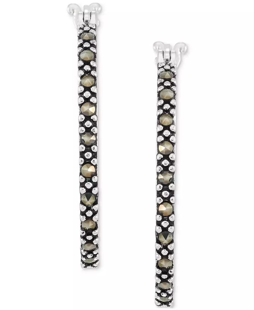 Macy's Marcasite (1/3 ct. t.w.) & Crystal In & Out Small Hoop Earrings in Sterling Silver, 1" 3