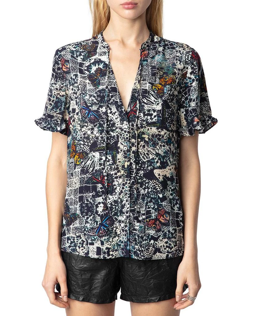 ZADIG & VOLTAIRE Tafiz Soft Butterfly Print Top 1