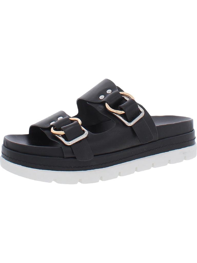 J/Slides BAHA Womens Leather Footbed Platform Sandals