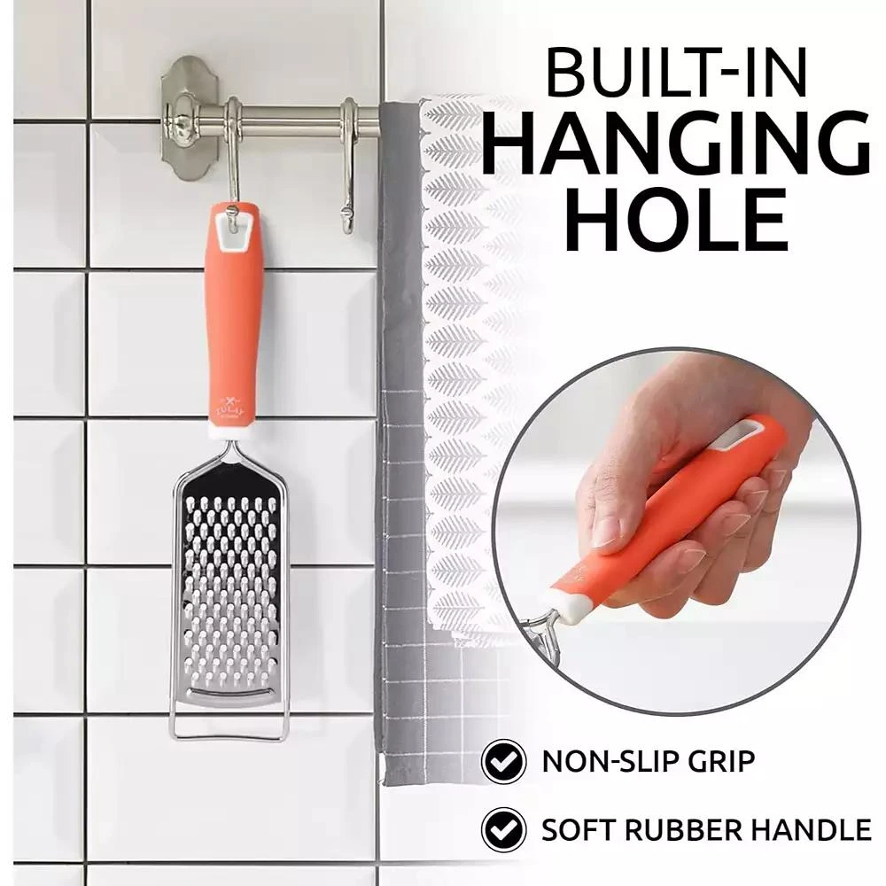 Zulay Kitchen Cheese Grater Stainless Steel - Durable Rust-Proof Metal Lemon Zester Grater With Handle 8