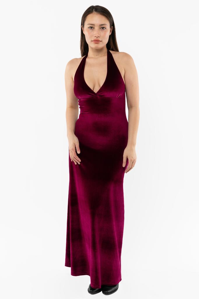 Los Angeles Apparel VVT8374 - Velvet Halter Maxi Dress