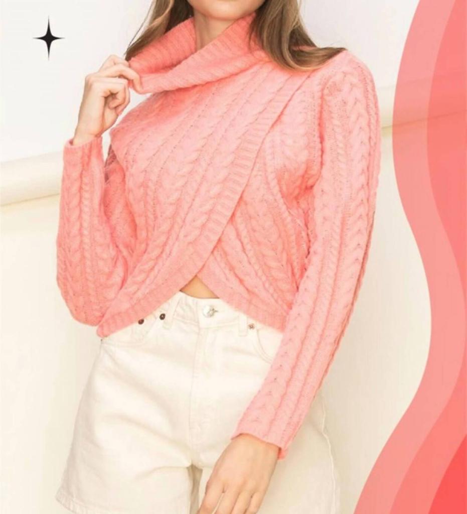 Double Zero Double Zero - Kelsey High Neck Twisted Front Sweater