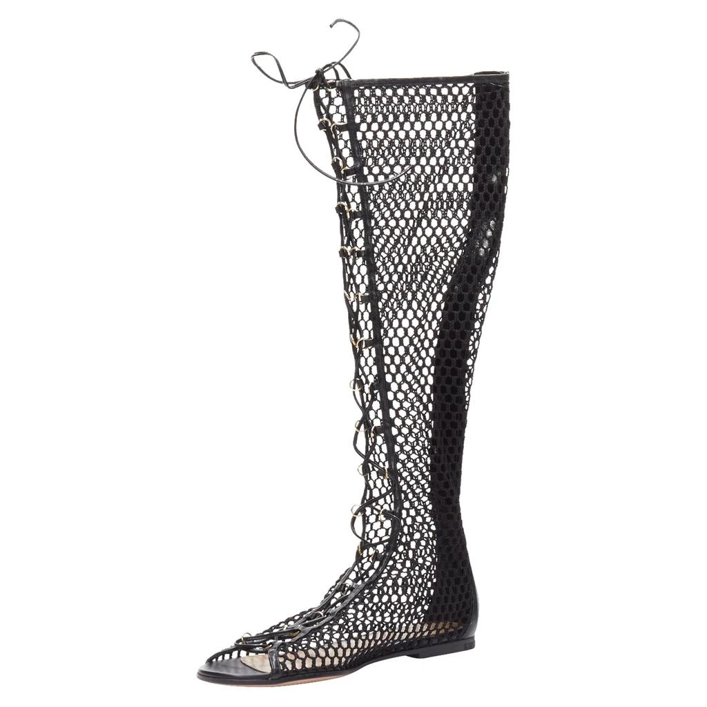 Gianvito Rossi Helena crochet mesh rings lace up sandals 4