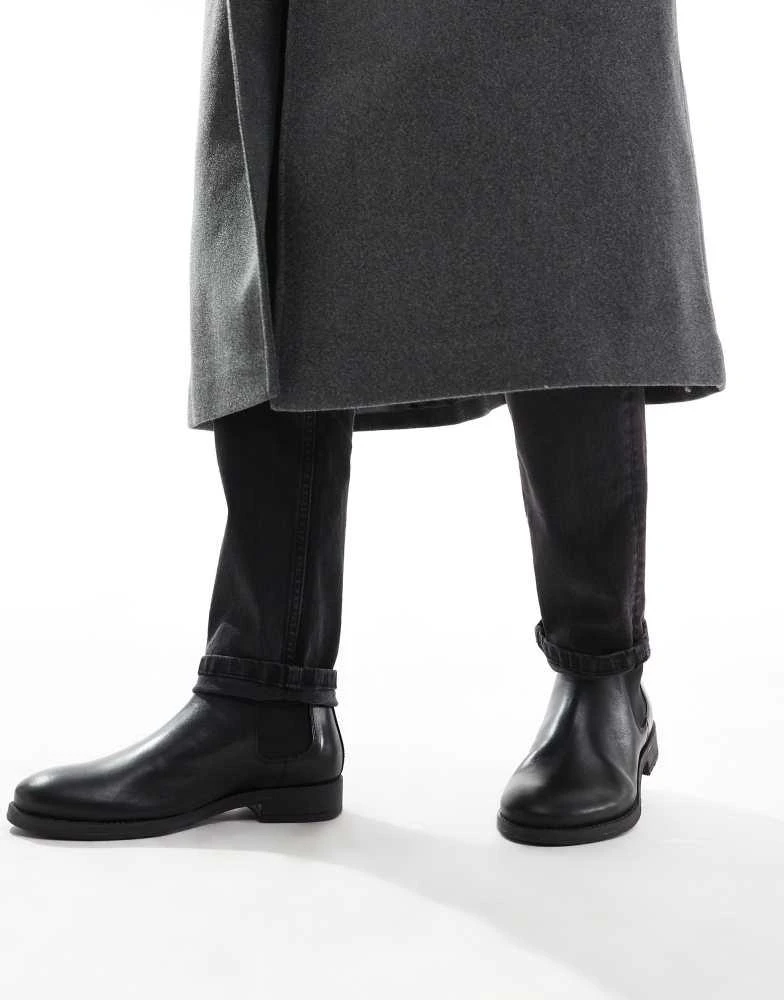 Jack & Jones Jack & Jones leather chelsea boot in black 4
