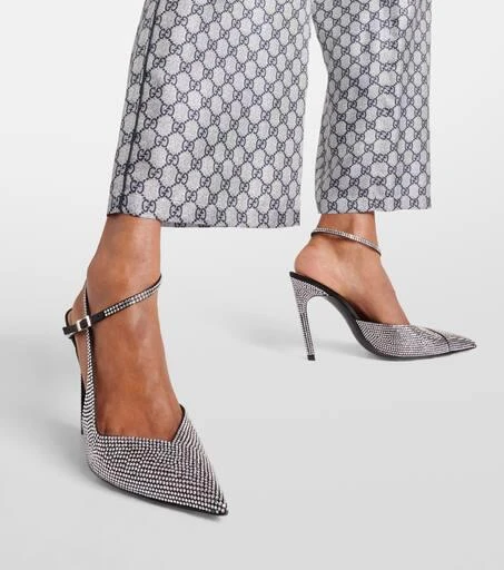 Gucci Crystal-embellished satin pumps 4