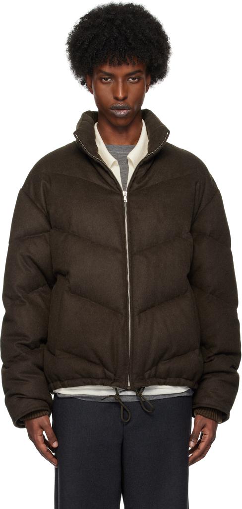 AURALEE Brown Baby Camel Flannel Down Jacket - Coats - BeyondStyle