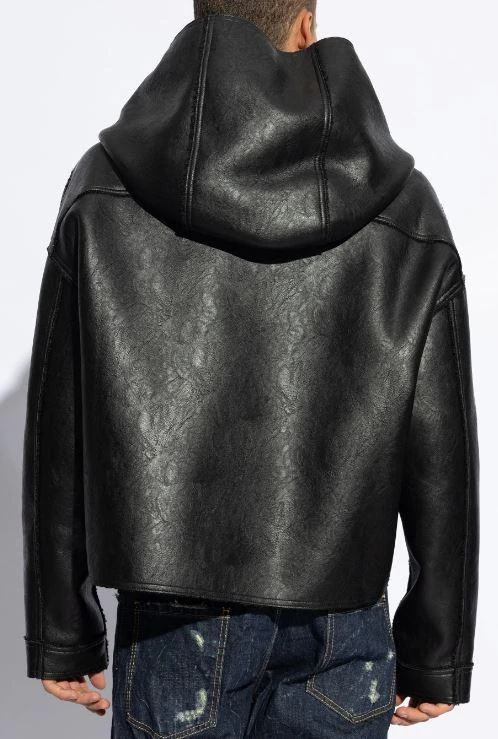 DSQUARED2 BLACK FAUX LEATHER HOODED JACKET 1