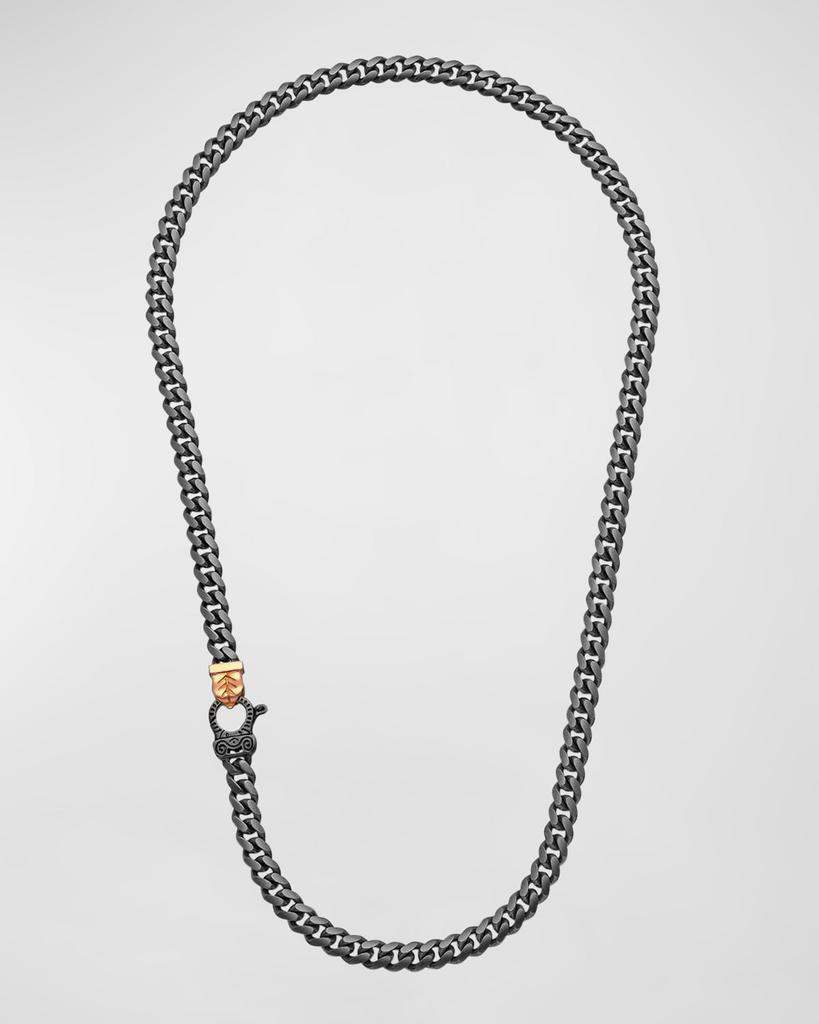 Marco Dal Maso Men's Flaming Tongue Cuban Link Necklace, Silver