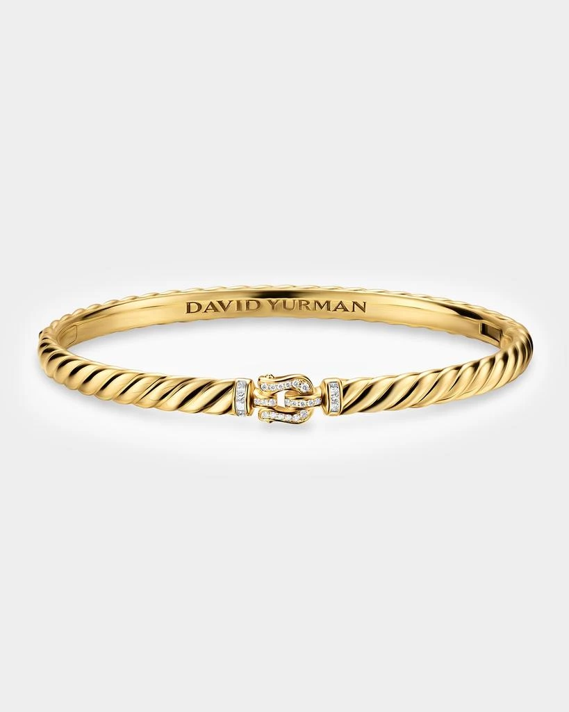 David Yurman Sculpted Cable Buckle Bracelet with Diamonds in 18K Gold 6