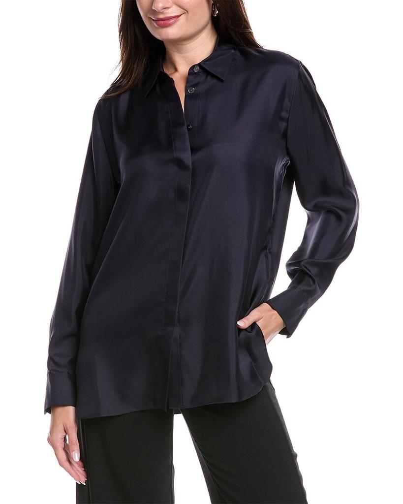 Theory Classic Menswear Satin Twill Silk Shirt