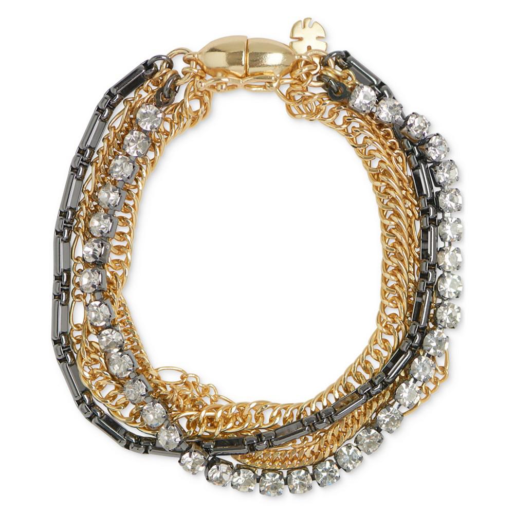Lucky Brand Two-Tone Crystal & Chain Multi-Row Flex Bracelet