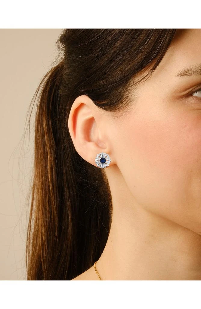 Queen Jewels Sterling Silver Sapphire CZ Stud Earrings 3