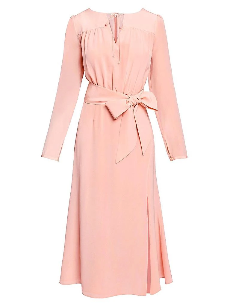 Santorelli Tie Neck A-Line Midi-Dress 1