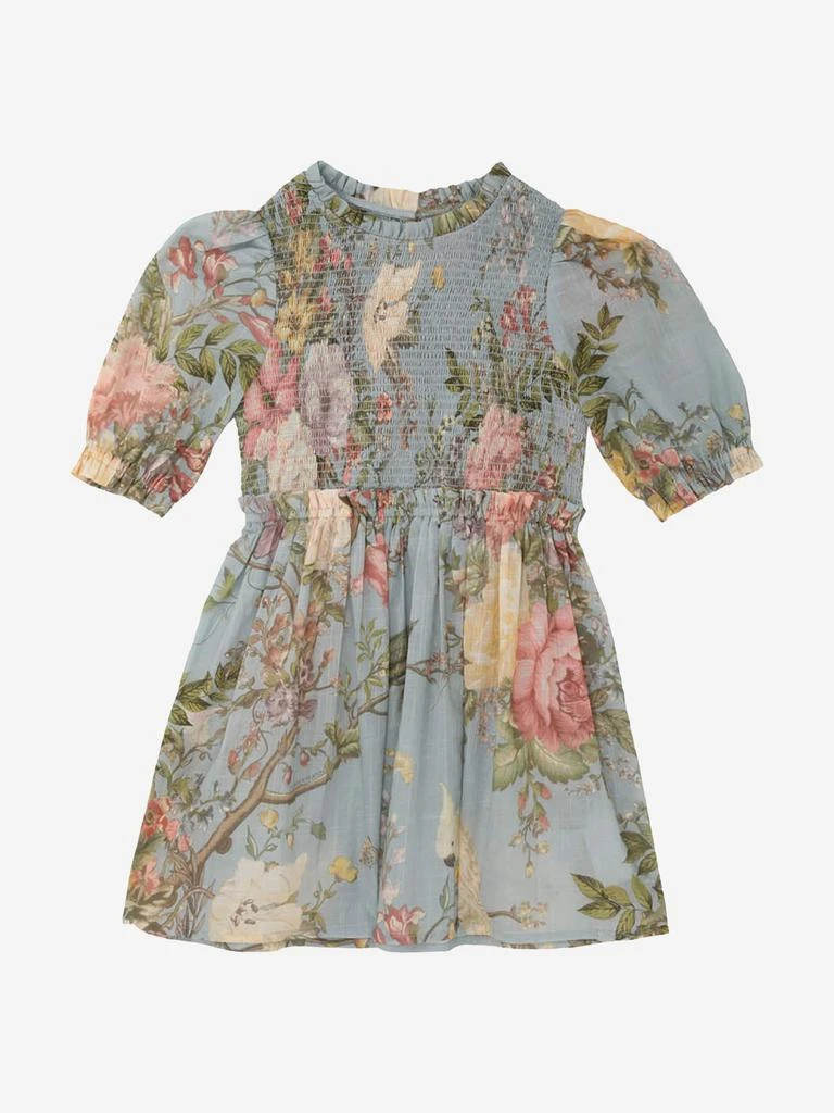 Zimmermann Zimmermann Girls Floral Waverly Puff Sleeve Dress in Blue 1