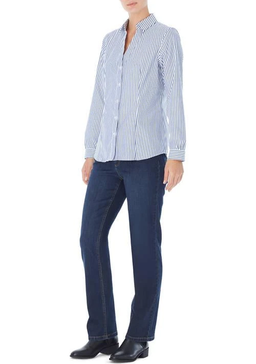 JONES NEW YORK New York Womens Easy Care Stripe Y Neck Shirt 3