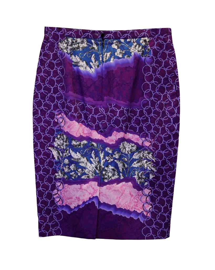 PETER PILOTTO Printed Pencil Skirt in Purple Cotton