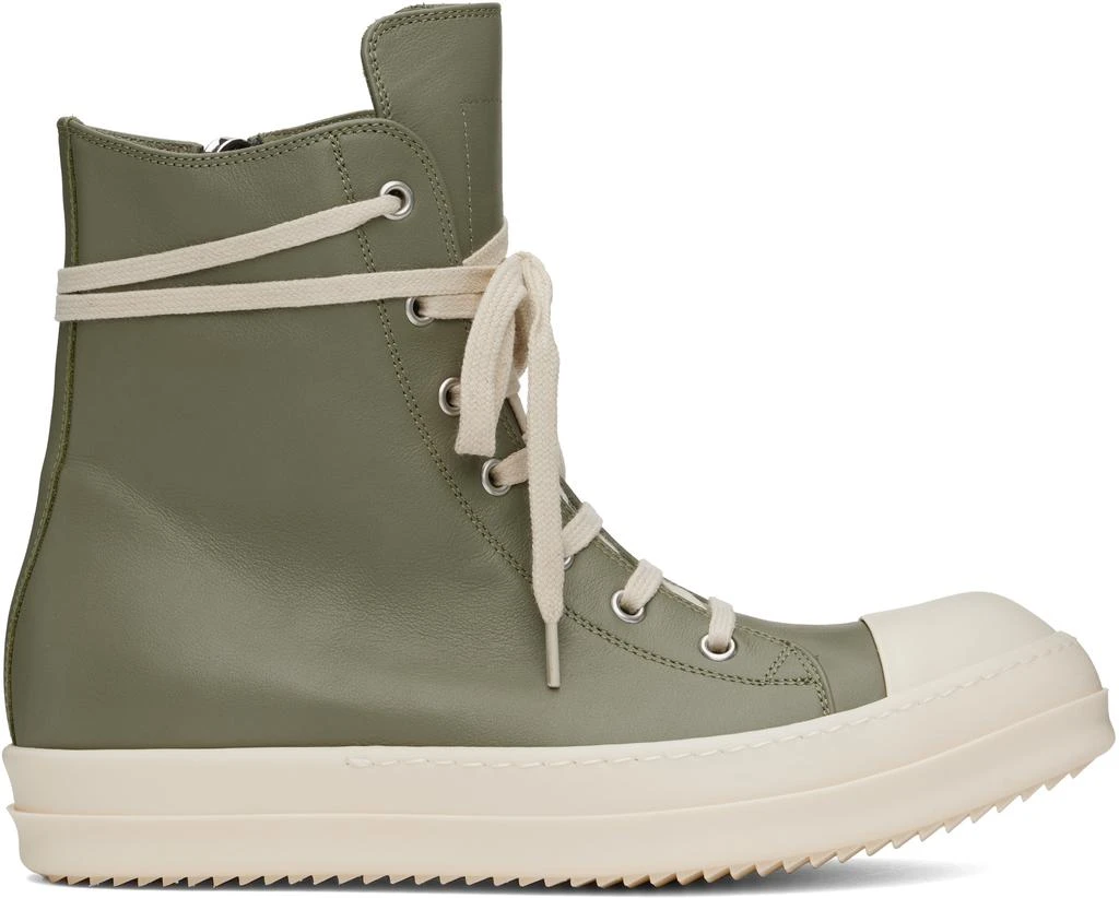 Rick Owens Green Hollywood Calf Leather Sneakers 1