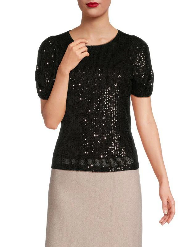 DKNY Sequin Puff Sleeve Top 1