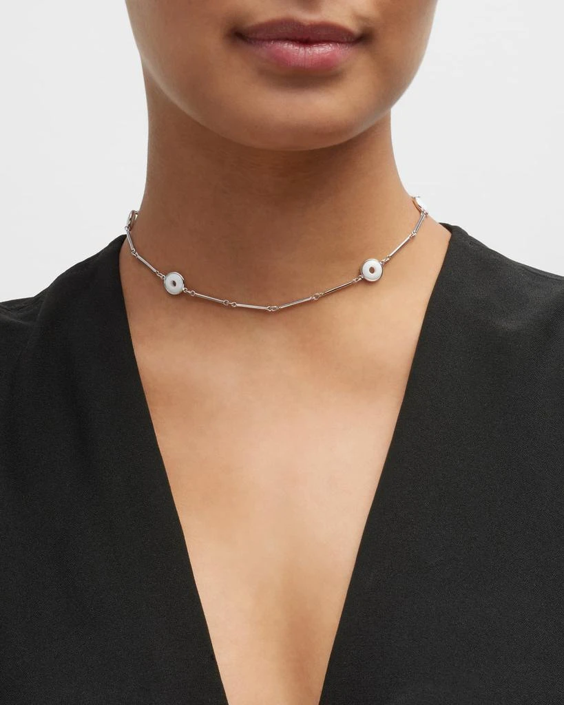 Sanalitro 18K White Gold Universe Necklace with White Agate Rounds 2