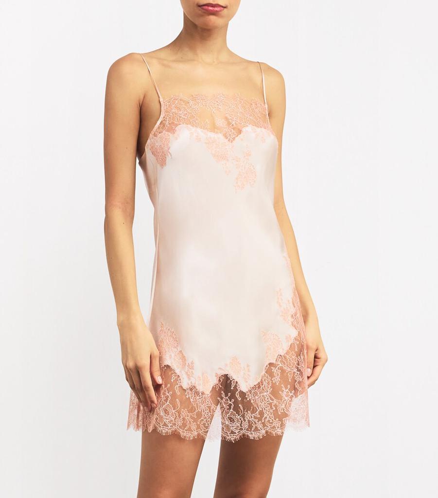 Carine Gilson Silk Lace-Trim Short Nightdress