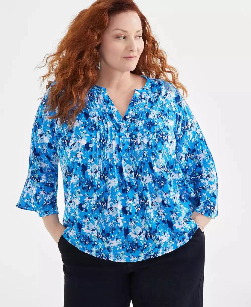 Style & Co Plus Size Printed Pintuck Blouse, Created for Macy's 1