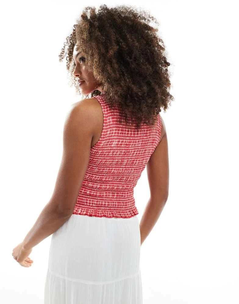 New Look New Look check textured vest in red 4