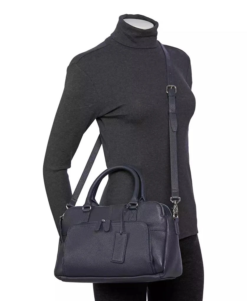 Mancini Leather Goods Women
s Pebbled Jennifer Satchel Bag 6