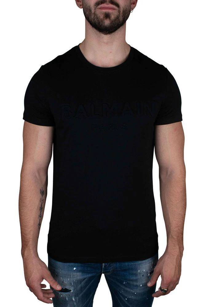 Balmain Fitted Black T-Shirt With Embossed Logo Detail 2