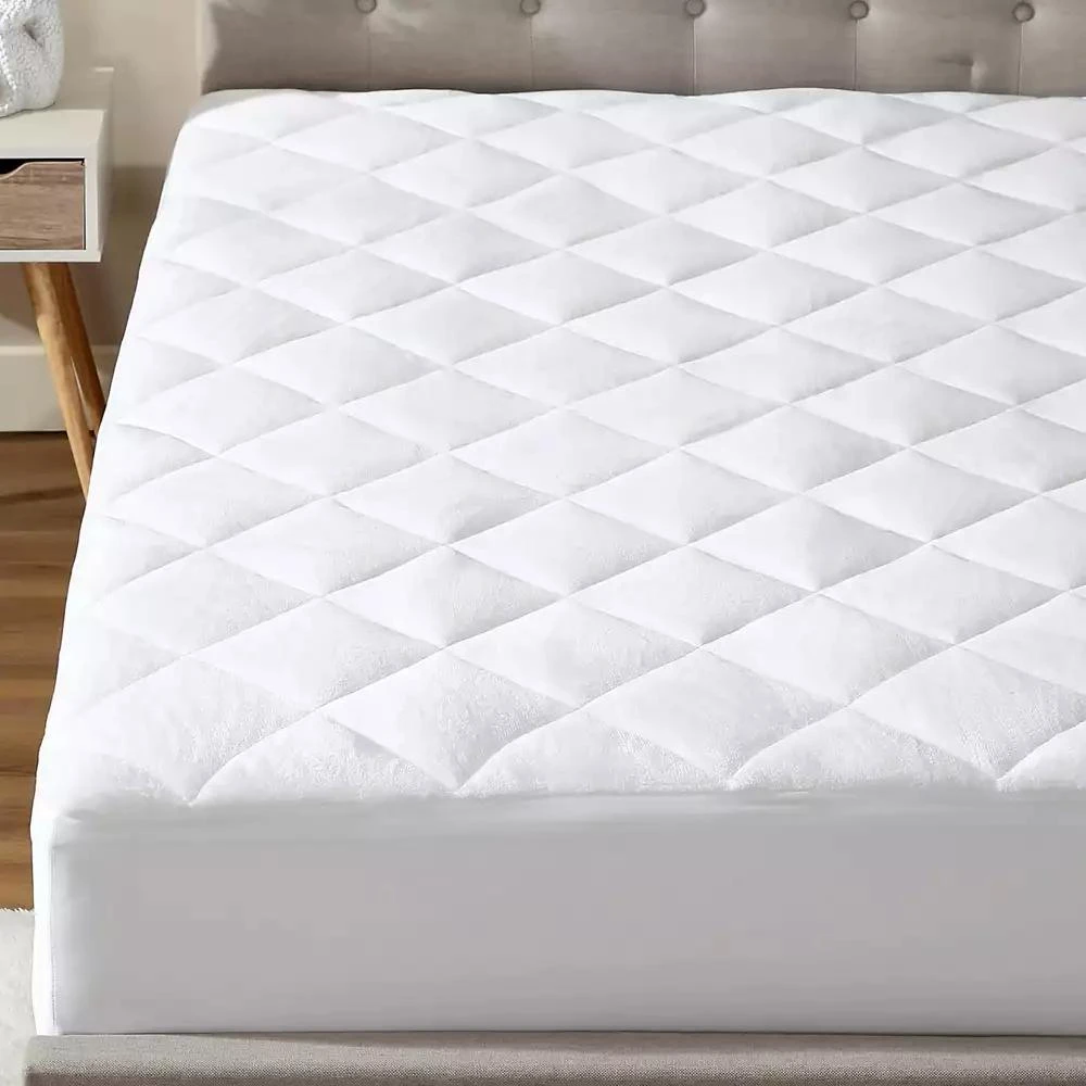 Circles Home CIRCLESHOME Double Puff Microfiber Fleece Mattress Pad White