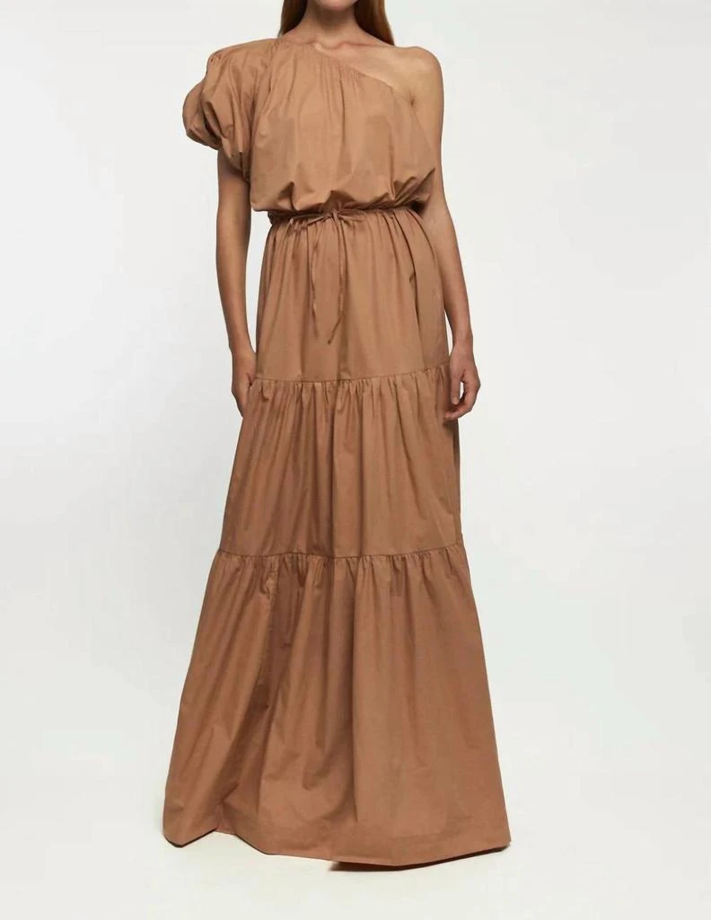 SWF One Shoulder Puff Sleeve Maxi Dress In High Vibrations 1